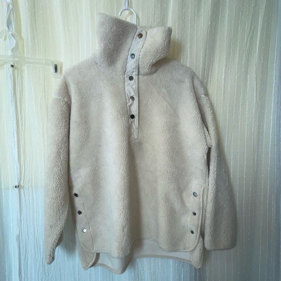 Chaps thick creamy off-white thick soft fleece pullover size small fits loose - Picture 2 of 8